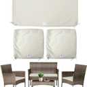 ClawsCover 3Pack Outdoor Seat Cushions Replacement Covers Fit for 4 Pieces Wicker Rattan Patio Furniture Conversation Set Chair Loveseat, 36"x18"x2", 18"x18"x2", Cream-Small (Include Cover Only)