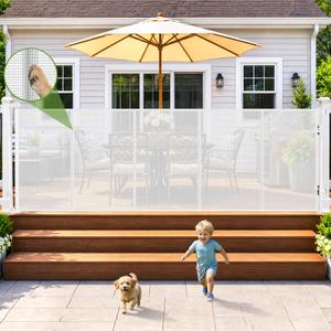 48" Tall 120" Wide Outdoor Retractable Dog Gate All-Weather Resistant/White