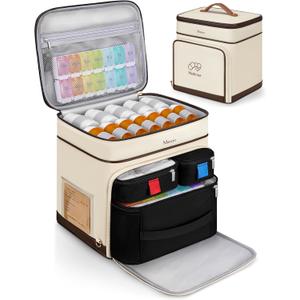 Mancro Medicine Organizer Bag, Large 2-Layer Medicine Storage Box with 3 Separate Cases Including Pill Bottle Organizer, Small Medicine Bag, and Insulated Insulin Pouch (Empty), for Family & Travel (Beige)