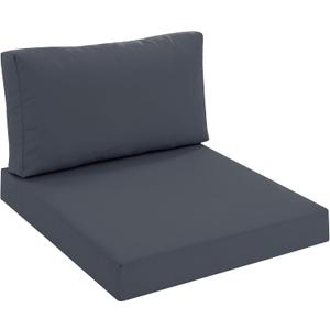 Outdoor Chair Cushions for Patio Furniture with Waterproof Detachable Cover, Deep Seat Couch Cushion Replacement and Backrest Pillow for Sectional Sofa, 25.6 x 25.6 Inch, Dark Grey