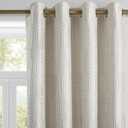 Beige and Silvery 100% Blackout Geometric Pattern Curtains, 52 Inch Wide 96 Inches Long 2 Panels, Thermal Insulated Noise Reducing Anti-Rust Grommet Drapes for Bedroom Living Room, Cream