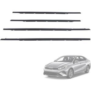 Window Weather Stripping Molding Trim Belt 82210-M6000 82220-M6000 83210-M6000 83220-M6000 Compatible with Kia Forte 2019 2020 2021 2022 2023 |Outer Door Window Moulding Trim Weatherstrip