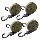 XSTRAP STANDARD 4PCS Adjustable Bungee Cords with Hooks 77 Inch, Heavy Duty Flat Tarp Straps Elastic Bungee Cords for Cargo, Luggage, Camping, and Outdoor Use, Army Green