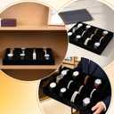 2 Pack 12 Grid Velvet Watch Tray Organizer with Removable Pillows - Stackable Bracelet & Bangle Display Holder for Drawer, Store, or Travel - Black