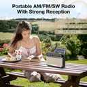G Keni Portable Solar Radio AM FM SW with Rechargeable Battery Operated, Shortwave Bluetooth Radio Strong Reception, USB/TF Card Input, Solar Panel, Big Speaker with Ambient Light (Golden&Black)