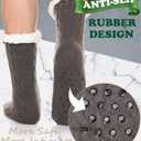 EBMORE Mens Slipper Fuzzy Socks Winter Cozy Fluffy Cabin Warm Fleece Soft Comfy Thick Non Slip Home Socks (Dark Grey)