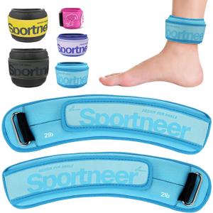 Sportneer Ankle Weights 0.5/1/2/3/5 LBS 1 Pair Wrist Leg Arm Weights for Women Men Kids Child with Adjustable Straps, Strength Weighted for Jogging Running Walking Fitness Gym Workout (Blue)