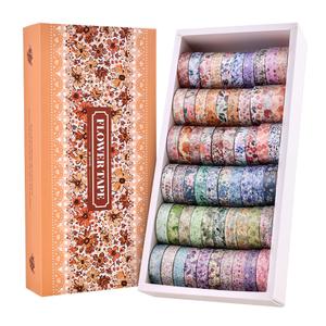 icceemee 60 Rolls Flowers Theme Washi Tape Set with Different Colorful Patterns, Writable Decorative Tapes for Scrapbooking, Junk Journal Supplies, Bullet Journaling, 0.39'' x 79'' per Roll
