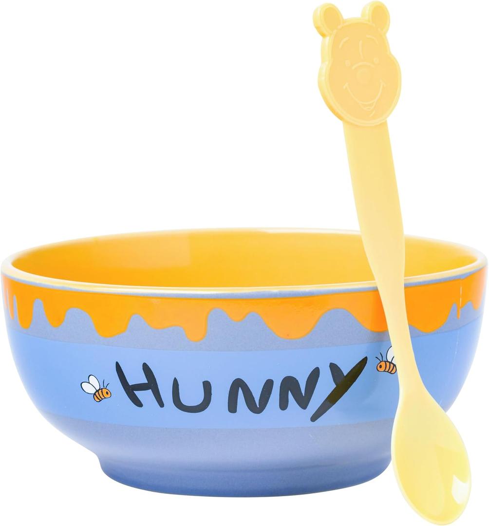 Silver Buffalo Winnie the Pooh Hunny Pot Boxed Ceramic Bowl with Color Change Spoon