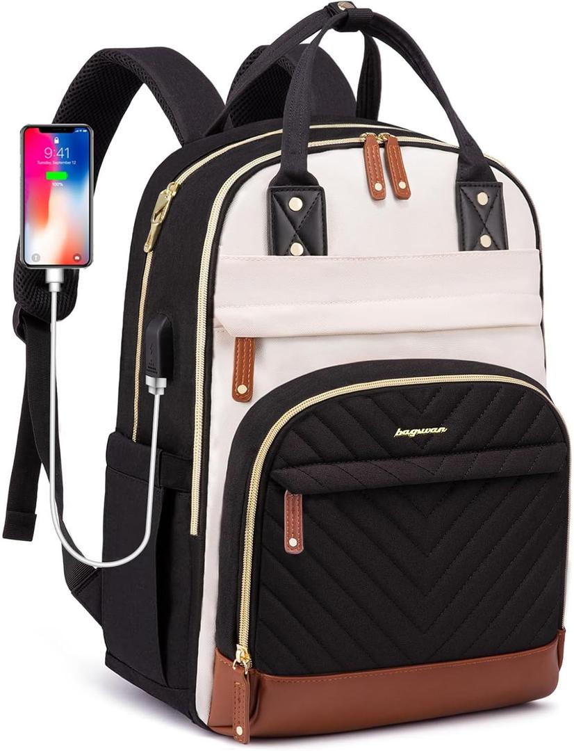 Women's Laptop Backpack, 15.6 Inch Work Travel Backpack with USB Charger, Waterproof College Backpack, Business Computer Backpack, Anti-Theft Casual Daypacks for Teenagers