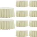 Round Tablecloth 132 Inch 10 Pack Ivory Tablecloths Washable Decorative Polyester Table Clothes Cover for Dining Table Banquets Buffet Parties and Wedding