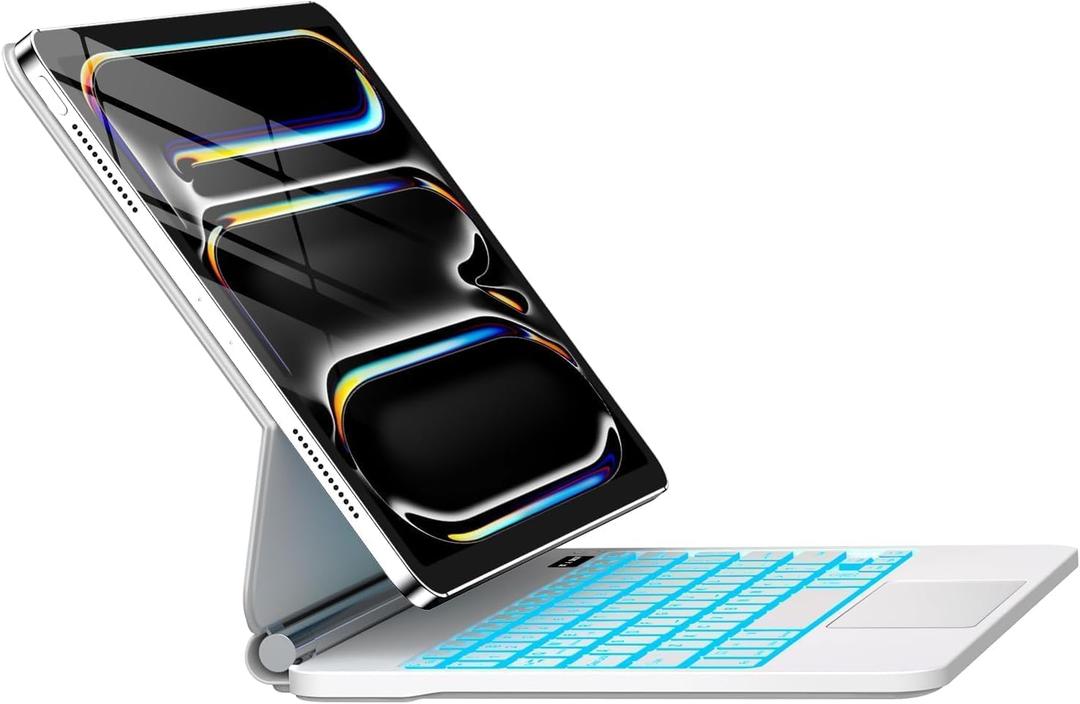 for iPad Pro 13 Inch Case with Keyboard (M5/M4, 2025/2024)Magic-Style Magnetic  7 Colors Backlight -Floating Cantilever Stand - Multi-Touch Trackpad Keyboard Case for iPad Pro 13 (White)