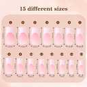 Pink French Tip Press On Nails, OPkssnails 150pcs Deep French Press ON Nails Long Square, Pre-lasting Soft Gel Nails, Soak Off Acrylic False Nails for Nail Art DIY Extension 15 Size