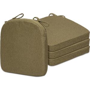 SQUARE MOON Chair Cushions for Dining Chairs, High Resilience Foam Dining Room Chair Pads, Kitchen Seat Cushions with Ties, Machine Washable, 17" x 16" x 2", 4/Pack, Olive Green