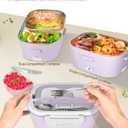 LAVAED Heated Lunch Box Electric Portable Food Warmer - 80W Fast Heating Food Heater for Adults Women, With Dual 1.5L SS Containers All Accessories for Car/Truck/Office, Leakproof, BPA Free, Purple