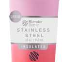 BlenderBottle Sport Sleek Insulated Stainless Steel Shaker Bottle with Wire Whisk, 25-Ounce, Flamingo Ombre  Protein Shakes & Hydration for Athletes & Fitness Enthusiasts, Easy Mixing, Slim Easy to Hold, Keeps Drinks Cold, Lockable Lid