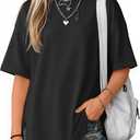 Yooo's Vivi Girls Oversized T Shirts Short Sleeve Crewneck Kids Summer Tops Teen Casual Basic Tees 5-14 Years (Black)
