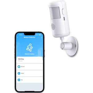 WiFi Motion Sensor Alarm, Smart PIR Motion Detector Long Battery Life Security Motion Detector with Siren Loud Chimes Home Security Compatible with Alexa/Google, Whtie