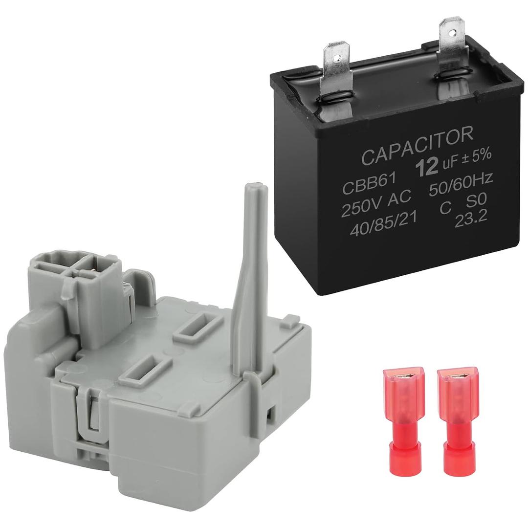 Funmit 2319792 W10197428 W10189190 TSD2 Refrigerator Start Device Relay Combination W10662129 Refrigerator Compressor Run Capacitor Compatible with Whirlpool Kenmore electrolux Refrigerator