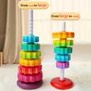 Baby Spinning Stacking Toys, Spin ABS Plastic and Color Rainbow Design Ring Stacker Baby Toys 6 to 12 Months Montessori Educational Learning Autism Sensory for Boys and Girls