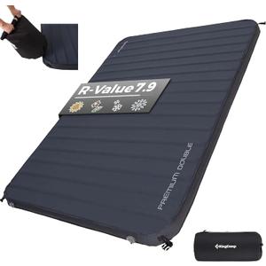 KingCamp Self Inflating Sleeping Pad, R 7.1/7.9 Dual Sided Air & Foam Camping Mattress 2 Person for All Seasons, 3" Thick Full Size Double Sleeping Pad for Camp Tent Outdoor Car, PVC Free