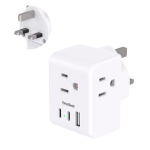 US to UK Ireland Travel Plug Adapter, Type G Power Plug Adapter with 3 Outlets 3 USB Ports(2 USB C), European Travel Plug Adapter for USA to England London Scotland British Qatar Irish Hongkong