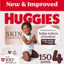 Huggies Size 4 Diapers, Skin Essentials Baby Diapers, Size 4 (22-37 lbs), 150 Count (6 Packs of 25),
