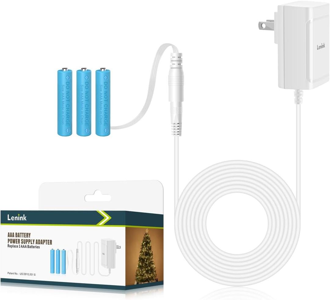 Lenink AC Power Supply Adapter for AAA Battery, Replace 3 AAA Battery, White