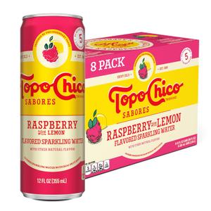 Topo Chico Sabores Raspberry with Lemon 12oz 8pk  BB 06/22/2026