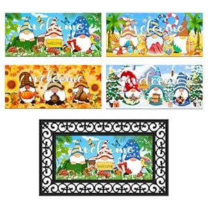 4pcs Doormat Inserts - 4 Seasonal Interchangeable Entrance Doormats Inserts Gnome Style Welcome Mat Outdoor for Spring Summer Fall Winter Front Door Outdoor Indoor 22in x 10in All Seasons 4pcs Doormat Inserts - 4 Seasonal Interchangeable Entrance Doormats Inserts Gnome Style Welcome Mat Outdoor for Spring Summer Fall Winter Front Door Outdoor Indoor 22in x 10in All Seasons