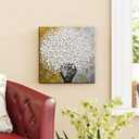 YaSheng Art- 3D Thick Texture White Canvas Wall Art Hand-Painted Minimalism Abstract Artwork Oil Painting Home Decorations Modern bedroom Wall Art Ready to Hang 24x24inch
