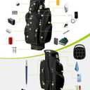Vancropak Golf Cart Bag, Golf Gifts for Men with 15 Way Divider Top, USB Charging Port, Waterproof Protective Rain Cover, Shoe Compartment, Cooler Pocket, Tracker Slot, Umbrella Holder, Golfer Gifts