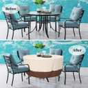 Tuyeho Round Patio Furniture Cover, Durable Oxford Fabric for Outdoor Round Table, Waterproof, UV & Rip Resistant Patio Table and Chairs Set Cover, 110"DIA x 28"H Beige & Brown