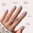 Glamnetic Press On Nails - Mermaid's Tail | Short Oval Purple Cat Eye Fake Nails with a Velvet Finish, Salon Quality Summer Nails | 15 Sizes - 30 Nail Kit with Glue