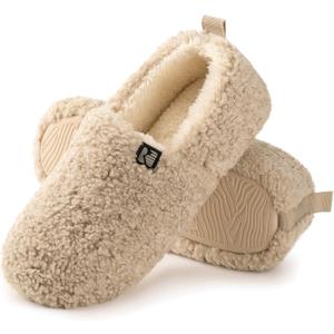 RockDove Women's Faux Shearling Closed Back Slipper with Memory Foam (8, Beige)