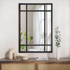 Black Rectangle Mirror, Farmhouse Decorative Wall Mirror for Entryway, Living Room, Bedroom, Hallway, Fireplace, Accent Wall Decor (Black1, 29.5" x 20")