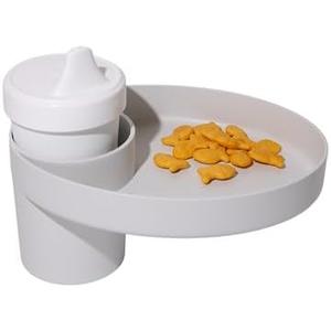 Travel Tray Oval USA Made Extend Your Current Cup Holder to Hold Your Cup Plus A Tray for Snacks, Toys and Accessories. Use in a Car Seat, Booster, Stroller, Golf Cart, Outdoor Chair, Slate Gray