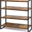 HCHQHS Bookshelf,4-Tier Industrial Bookcase,Rustic Wood and Metal Open Display Book Shelves Home Office,Bedroom Standing Shelf Unit,Horizontal Kitchen Shelf Organizer,Bathroom Storage Rack 47in (4-Tier (47"W x 44.5"H), Rustic Brown)