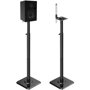 Mounting Dream Black Alloy Steel Speaker Stands, Height Adjustable Bookshelf Speaker Stand Pair, Universal Fit, 11 lbs Capacity, Set of 2 for Bose Polk JBL Sony Yamaha - 42" Max Height