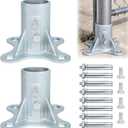Chain Link Fence Post Floor Flange 2 1/2"(Actual OD 2 3/8"), Round Post Base, Chainlink Pole Floor Flange for Flag Mailbox Lamp, Galvanized Steel Base Flange, Includes Bolts and Nuts, 2 Pack