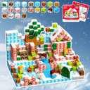 RiceBlock 100PCS Magnetic Blocks Toys for Kids, 7 Days Christma Advent Calendar, Science Learning Toys,Magnetic Cubes Building Blocks Toys for New Year (Pink)