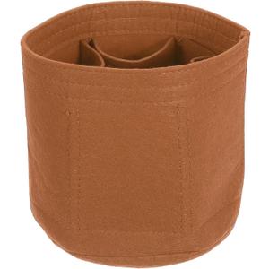 uxcell Purse Organizer Insert, Portable Felt Organizer Bags Round Multiple Compartments Purse Liner for Bucket Bag, Domed Satchel, Tote Bag, Handbag Shaper (8" x 4" x 5.5", Khaki)