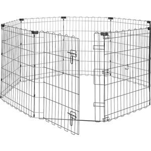 Amazon Basics Foldable Octagonal Metal Exercise Dog Playpen - Indoor/Outdoor, Single Door, Small (8 Panels, 24 x 30), Easy to Assemble and Store, 30" - Small, , Black