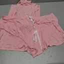 SWOMOG Women's Plus Size Pajamas Set Button Down Tops Short Sleeve Sleepwear Soft Pajama Shorts 2 Pcs Lounge Sets With Pocket Pink 24W