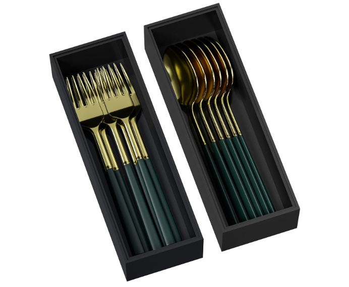 Greatseas Kitchen Drawer Organizer Bins, Black Bamboo Drawer Organizer Stackable for Silverware, Utensils, Cutlery, Flatware, Junk Drawer, Dresser, Bathroom, 9" x 3" x 2.5" (Set of 2)