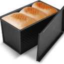 KITESSENSU Carbon Steel Pullman Loaf Pan with Lid, 1 lb Dough Capacity, Black, Non-Stick, Bread and Toast