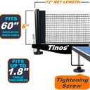 Tinos Professional Table Tennis Net fits 1.8" Maximum Table Thickness | Screw Clamp Ping Pong net & Post Set | Height and Tension adjustments