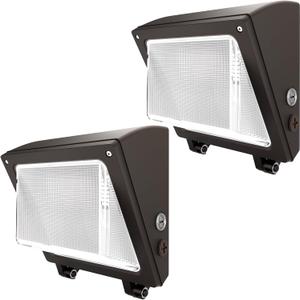 JTT 6Pack 75W/60W/45W LED Wall Pack Lights,Dusk to Dawn with Photocell,6000/5000/4000K Daylight IP65 Wall Mount Outdoor Security Lighting,Energy Saving Lights for Warehouses Yard Parking Lot, Garage