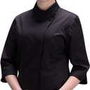 Women's Chef Coat Classic 3/4 Sleeve Hotel Kitchen Restaurant Summer Chef Jacket (Black, XXL)