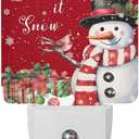 Christmas Night Lights Plug into Wall, Let It Snow Snowman and Bird Red Plug in Night Light with Dusk-to-Dawn Light Sensor, Automatic Dimmable LED Nightlight for Bathroom, Hallway, Kitchen, Stairway (3 in W x 4.5 in D x 2 in H)